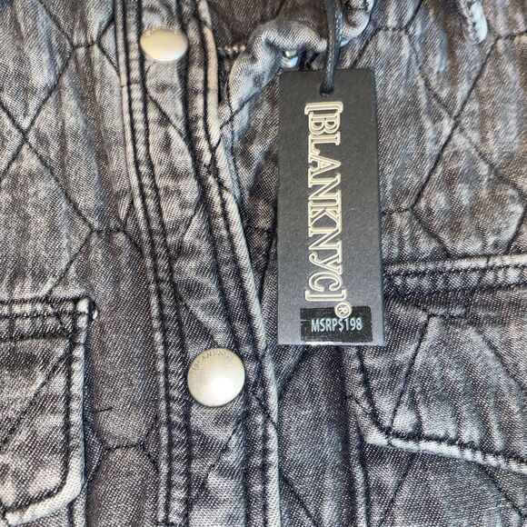 NWT Blank NYC Jacket Black Acid Wash Quilted Puffer Shacket Size M - Picture 7 of 12